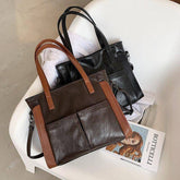 شنطة يد نسائية عصرية من الجلد المرن - بنى - KSA